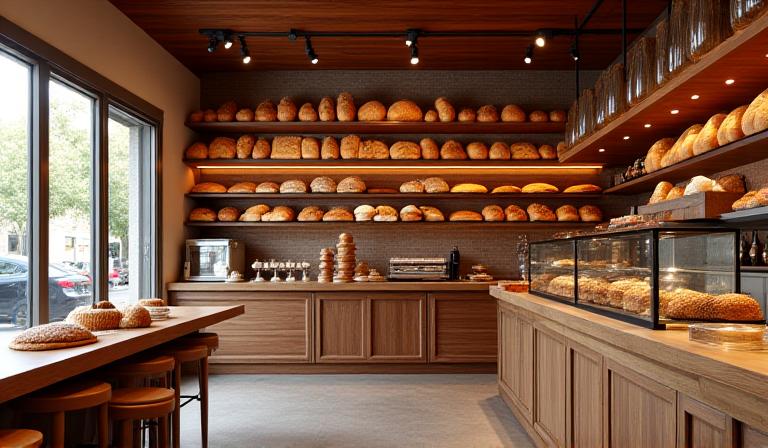 Interior acogedor de La Sirena de Pan en Madrid