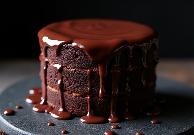 Tarta de chocolate intenso en capas